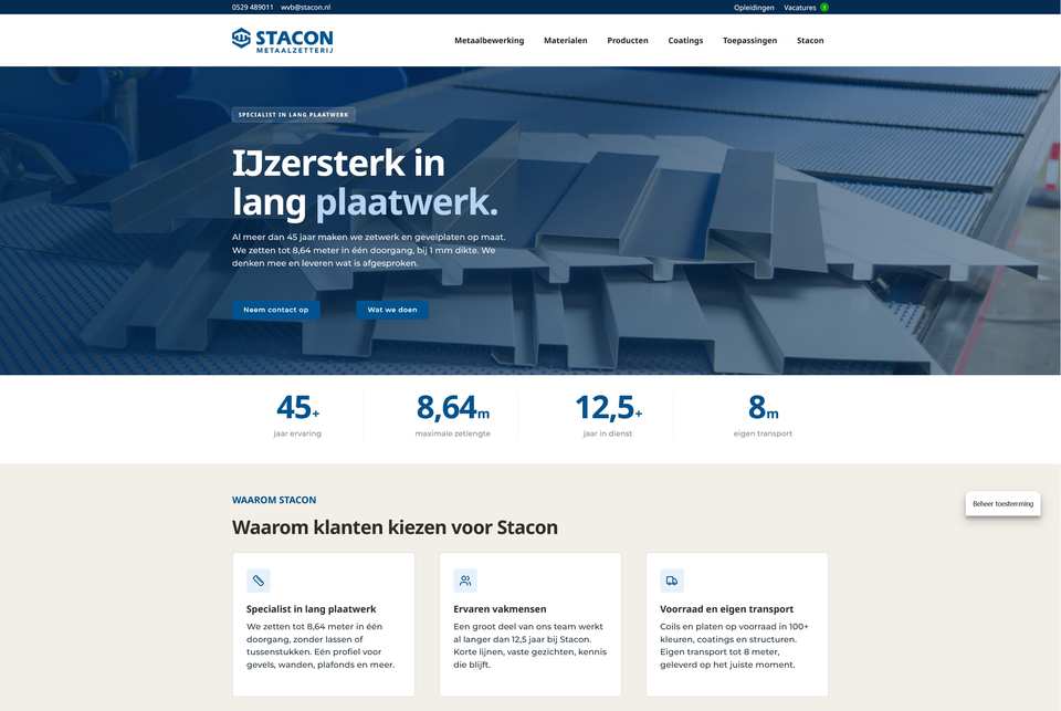 Website van Stacon
