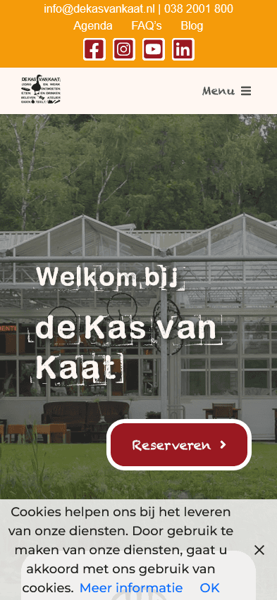 Mobiele homepage van de Kas van Kaat