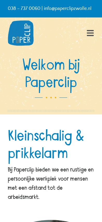 Mobiele homepage van Paperclip Zwolle