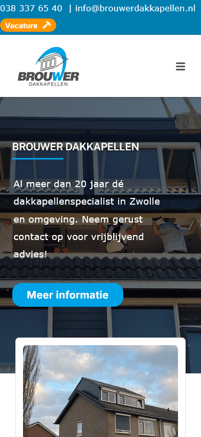 Mobiele homepage van Brouwer Dakkapellen