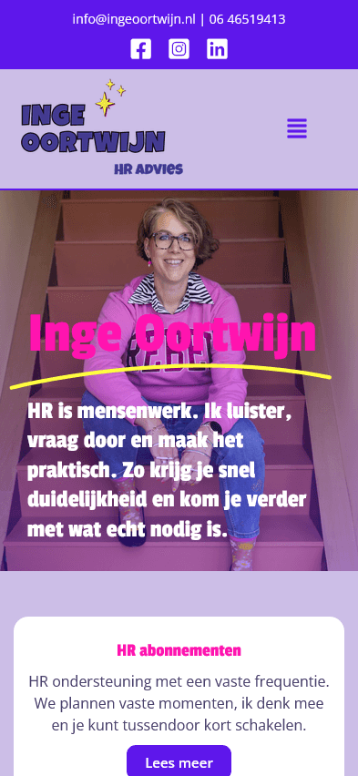 Mobiele homepage van Inge Oortwijn HR Advies