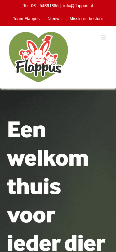 Mobiele homepage van Stichting Flappus