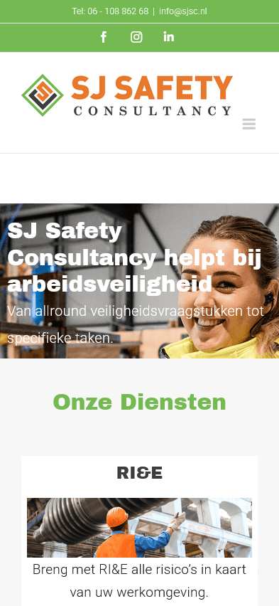 Mobiele homepage van SJ Safety Consultancy