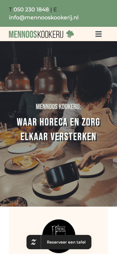 Mobiele homepage van Mennoos Kookerij