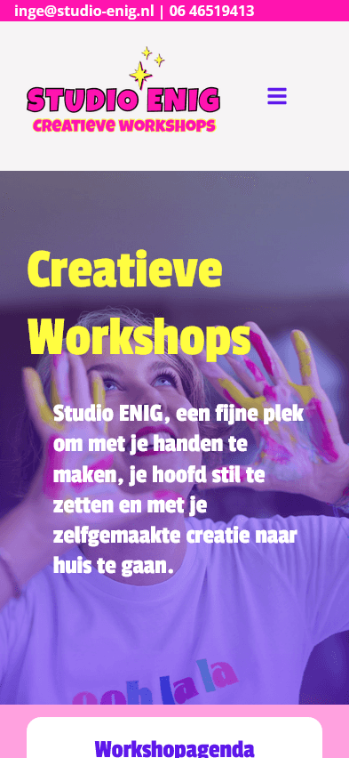 Mobiele homepage van Studio Enig