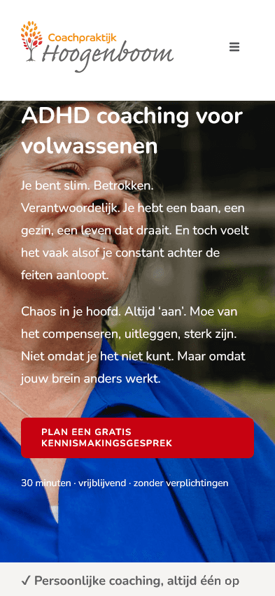 Mobiele homepage van Nicole Hoogenboom Coaching