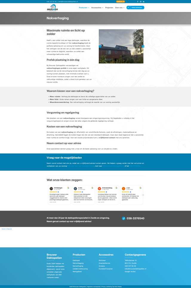 Nokverhoging van de website van Brouwer Dakkapellen