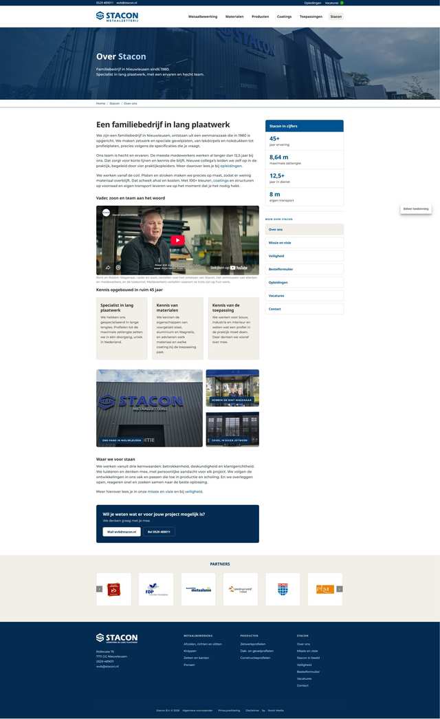 Over ons van de website van Stacon